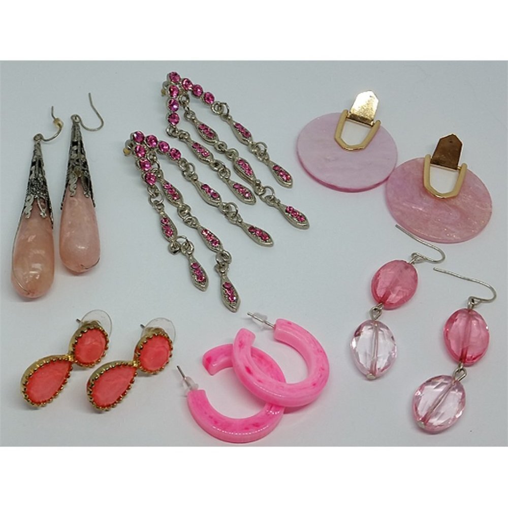 Curated bundle "love pink" earrings lot 6